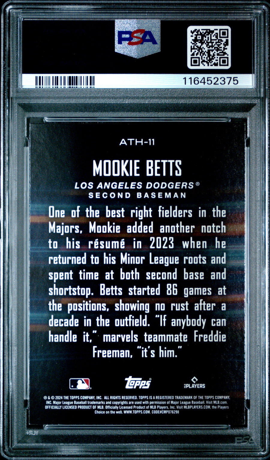 2024 Topps Around The Horn #ATH11 Mookie Betts PSA 8 — Back