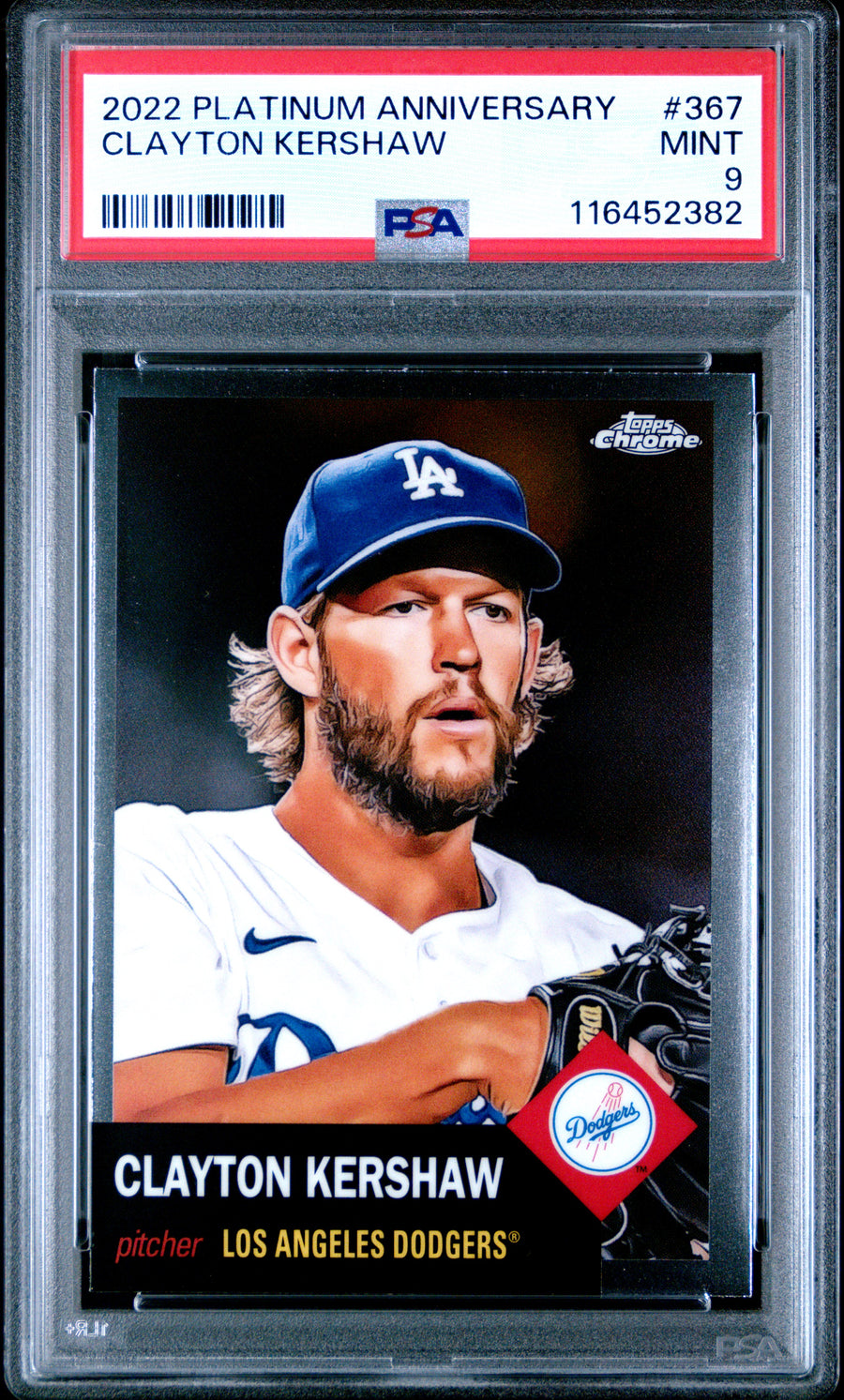 2022 Topps Chrome Platinum Anniversary #367 Clayton Kershaw PSA 9 — Front