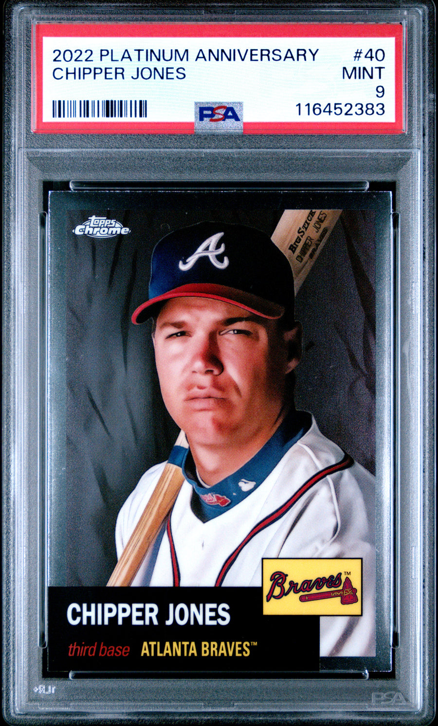 2022 Topps Chrome Platinum Anniversary #40 Chipper Jones PSA 9 — Front