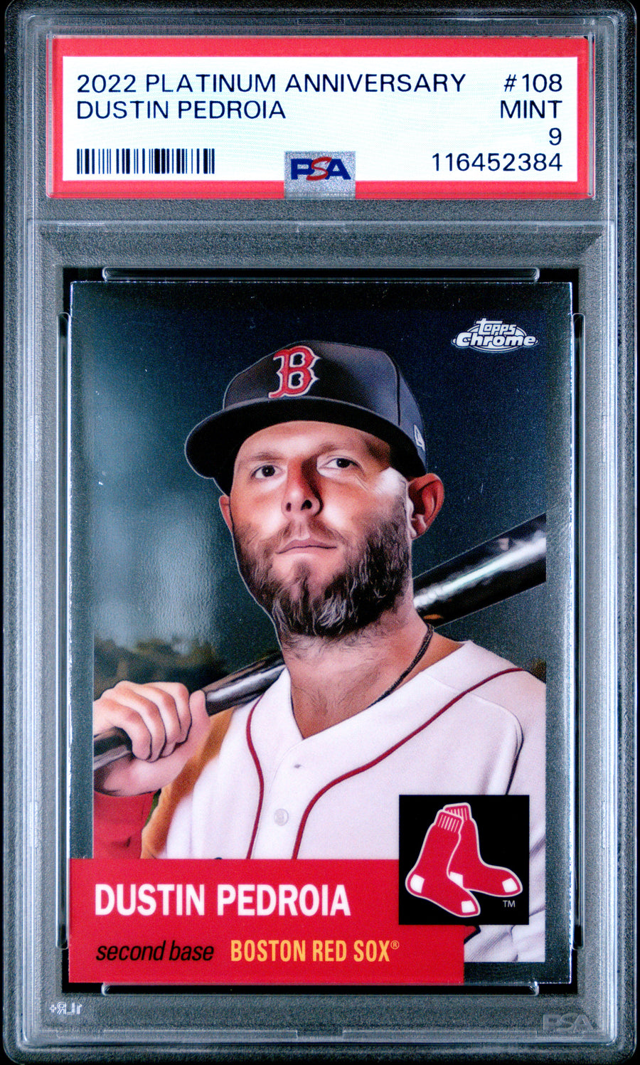 2022 Topps Chrome Platinum Anniversary #108 Dustin Pedroia PSA 9 — Front