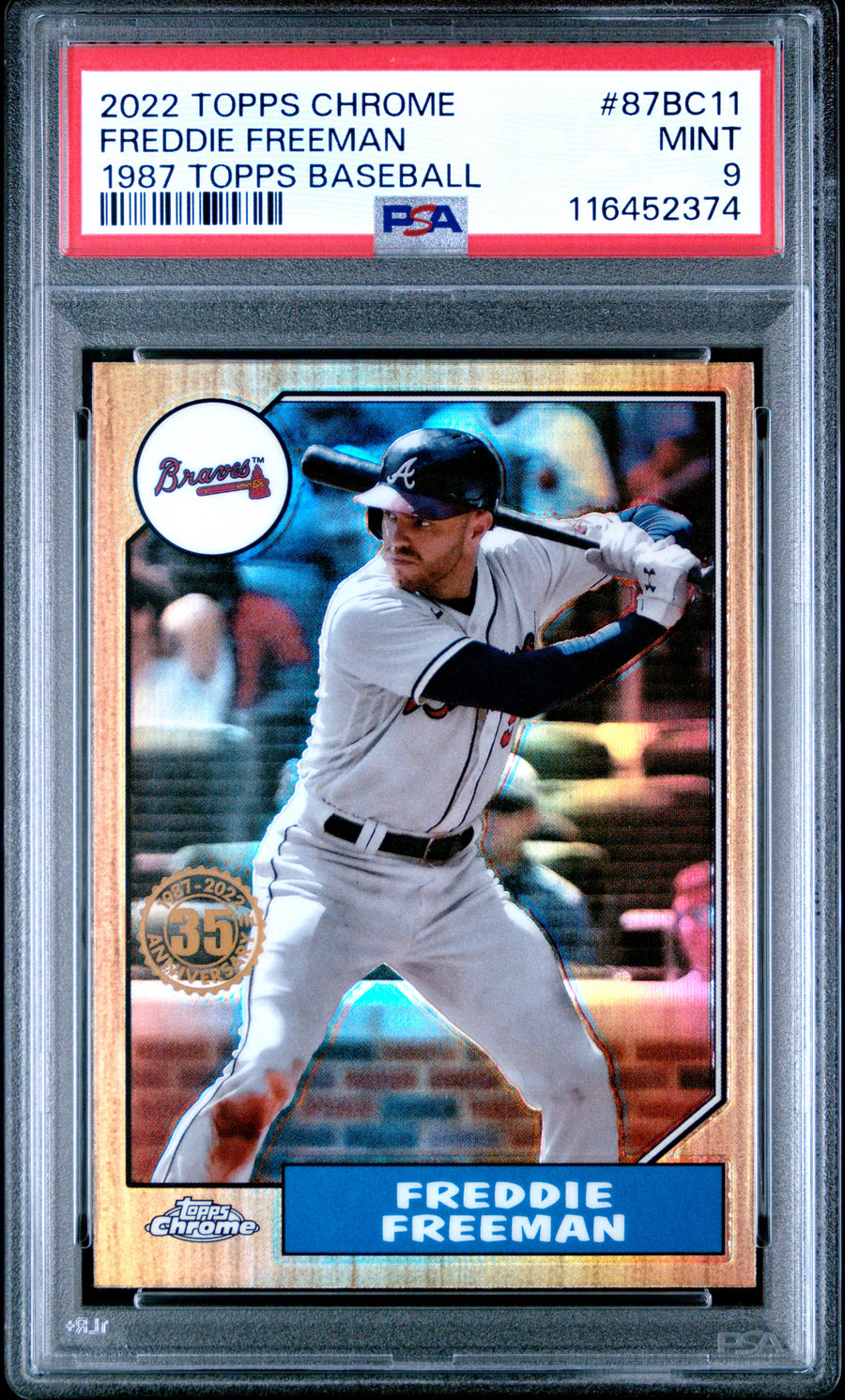 2022 Topps Chrome 1987 Baseball #87BC11 Freddie Freeman PSA 9 — Front