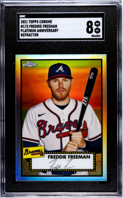 2021 Topps Chrome Platinum Anniversary #173 Freddie Freeman Refractor SGC 8 — Front