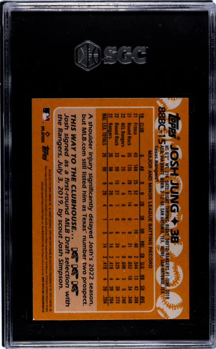 2023 Topps Chrome #88BC-15 Josh Jung '88 RC SGC 9 — Back