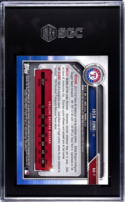 2019 Bowman Draft #BD-7 Josh Jung SGC 9.5 — Back
