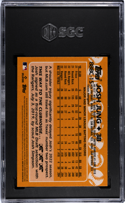 (1)2023 Topps Chrome #88BC-15 Josh Jung '88 RC SGC 9 — Back