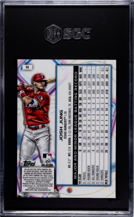 2023 Topps Cosmic Chrome #95 Josh Jung RC SGC 9.5 — Back
