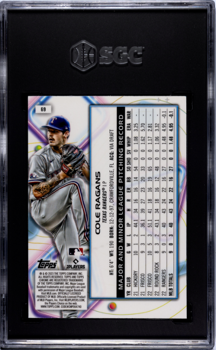 2023 Topps Cosmic Chrome #69 Cole Ragans RC SGC 9.5 — Back