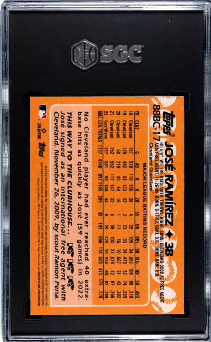 2023 Topps Chrome #88BC-17 Jose Ramirez '88 SGC 10 — Back