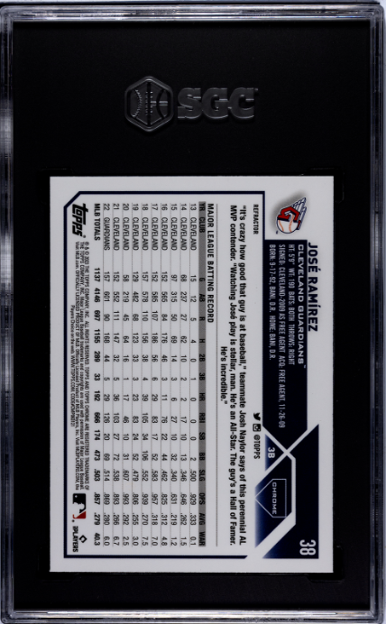 2023 Topps Chrome #38 Jose Ramirez Refractor SGC 10 — Back