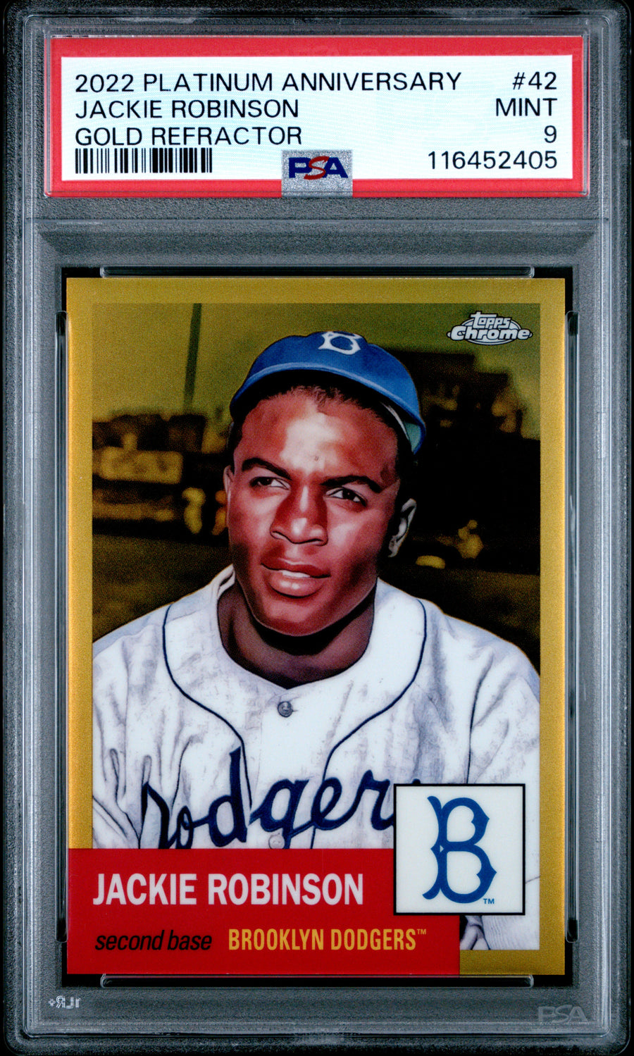 2022 Topps Chrome Platinum Anniversary #42 Jackie Robinson Gold Refractor PSA 9 — Front