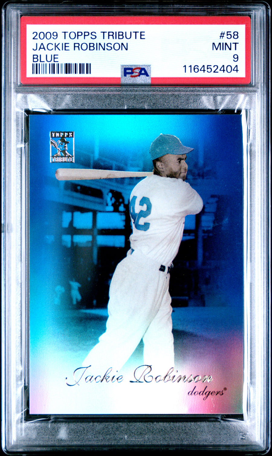 2009 Topps Tribute #58 Jackie Robinson Blue PSA 9 — Front