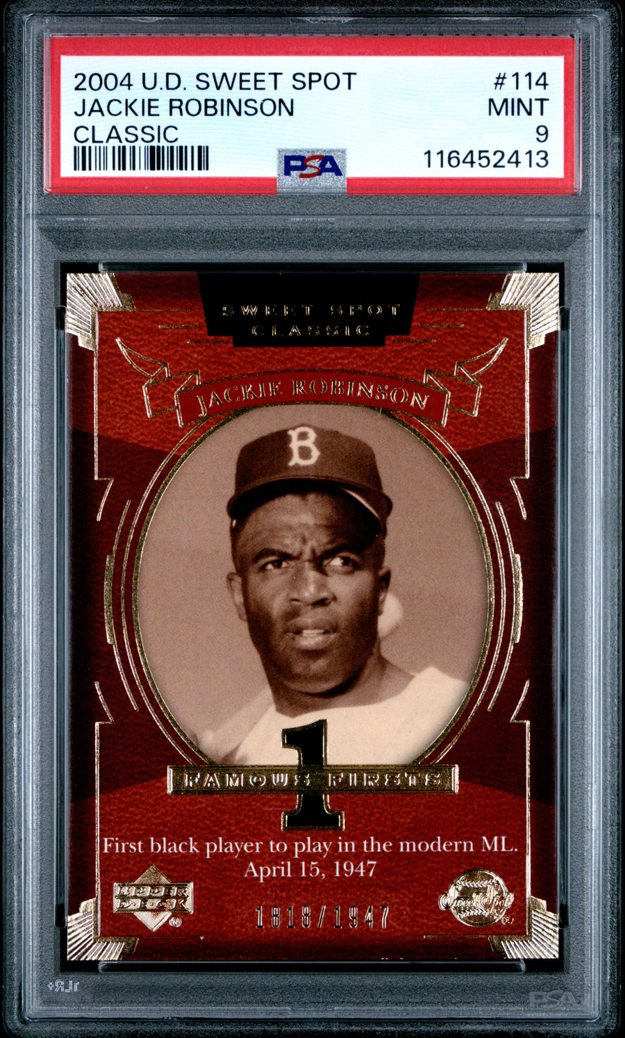 2004 Upper Deck Sweet Spot Classic #114 Jackie Robinson Classic PSA 9 — Front