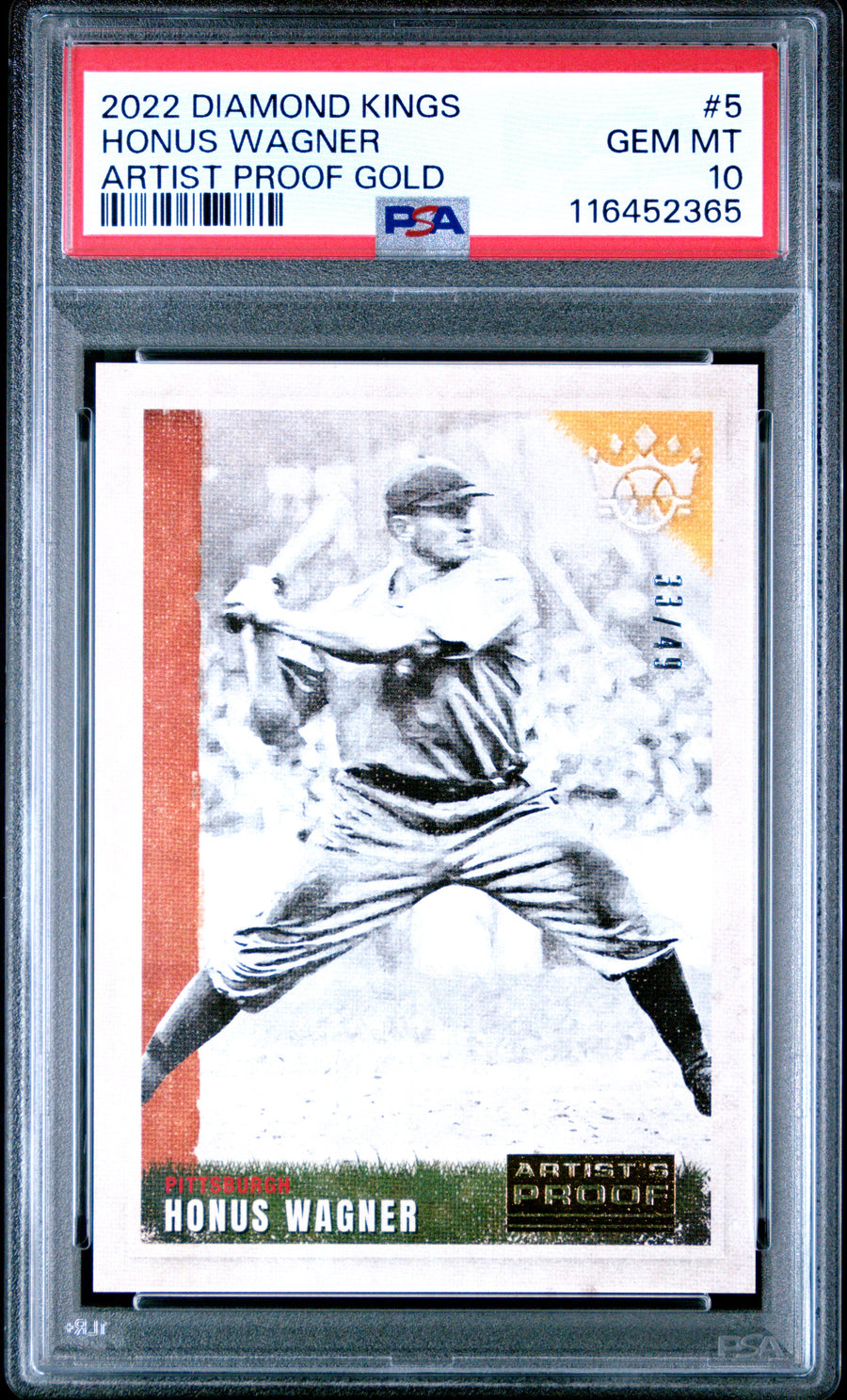 2022 Panini Diamond Kings #5 Honus Wagner Artist Proof Gold PSA 10 — Front