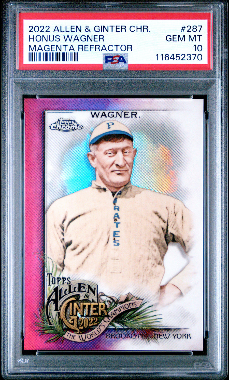 2022 Topps Allen & Ginter Chrome #287 Honus Wagner Magenta Refractor PSA 10 — Front