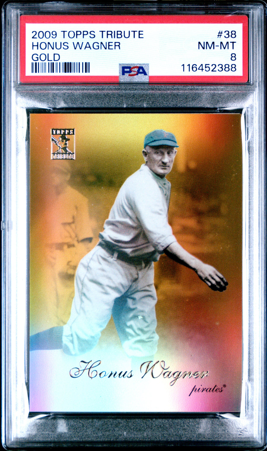 2009 Topps Tribute #38 Honus Wagner Gold PSA 8 — Front