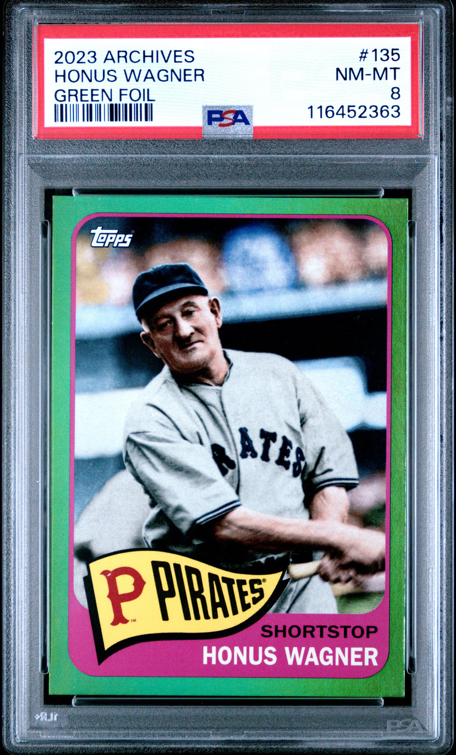 2023 Topps Archives #135 Honus Wagner Green Foil PSA 8 — Front