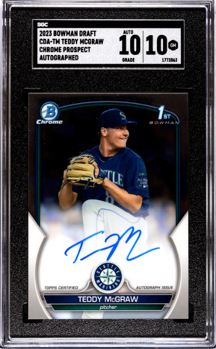 2023 Bowman Draft #CDA-TM Teddy Mcgraw Chrome Prospect SGC 10-10 — Front