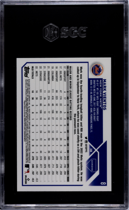 2023 Topps Chrome #8 Mark Vientos RC SGC 10 — Back