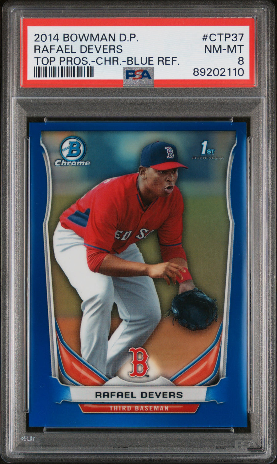 2014 Bowman Draft Picks Top Prospects #CTP37 Rafael Devers Chrome Blue Ref. PSA 8 — Front