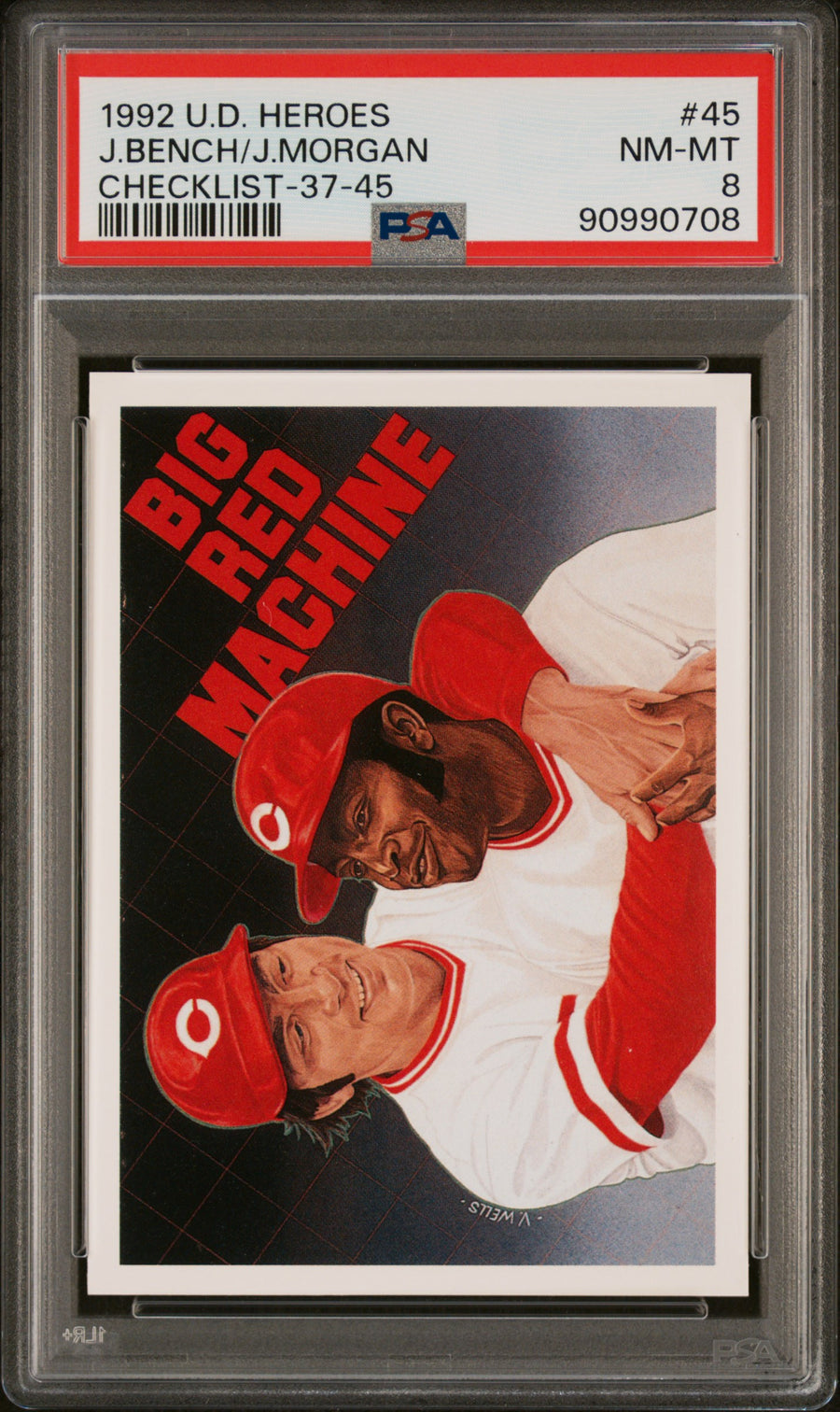 1992 Upper Deck Heroes #45 J.Bench/J.Morgan Checklist PSA 8 — Front