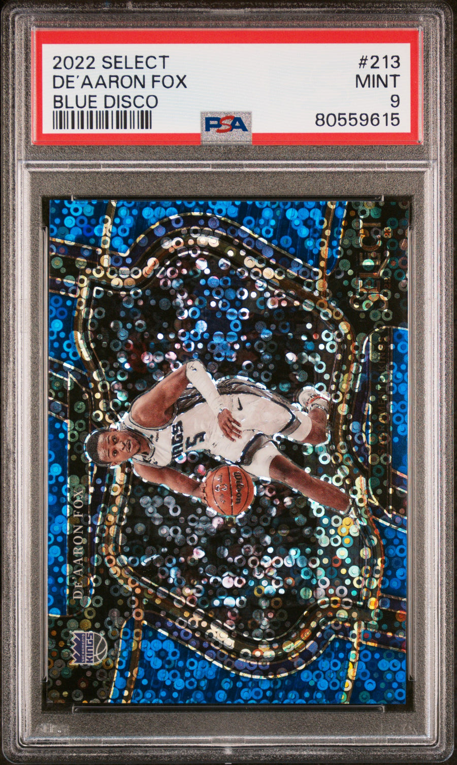 2022 Panini Select #213 De���������������������������aaron Fox 25/25 Blue Disco PSA 9 — Front