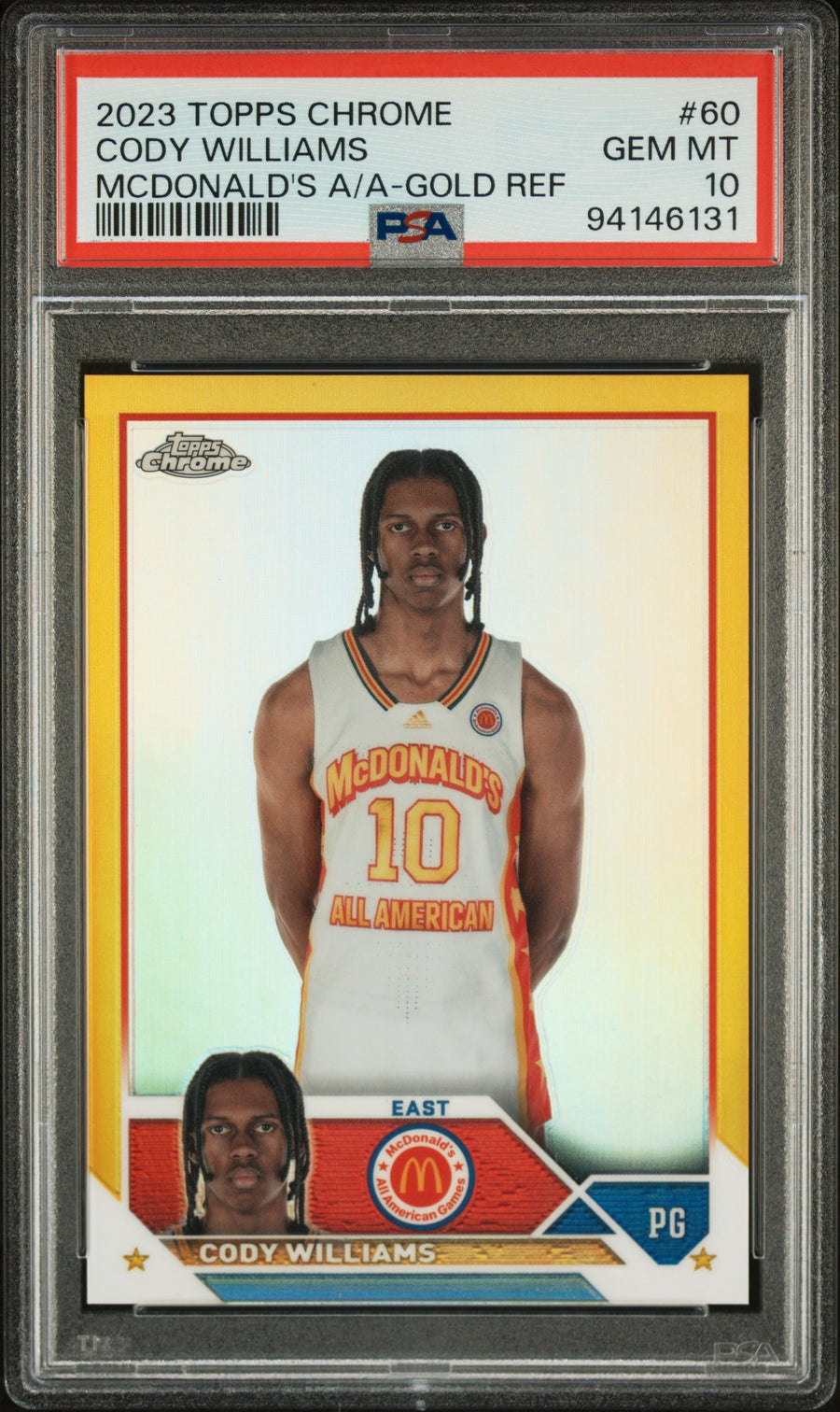 2023 Topps Chrome Mcdonald'S All-American #60 Cody Williams 03/50 Gold Refractor PSA 10 — Front
