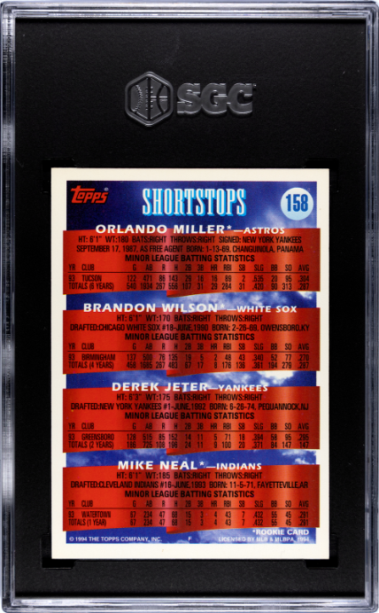 1994 Topps #158 Derek Jeter Prospects SGC 5 — Back