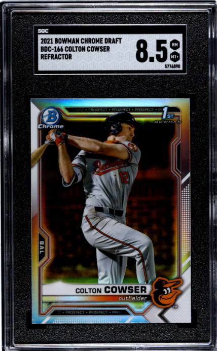 2021 Bowman Chrome Draft #BDC-166 Colton Cowser Refractor SGC 8.5 — Front