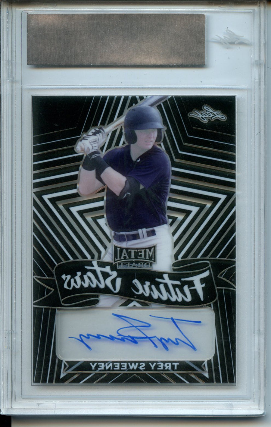 2021 Leaf Metal Draft Trey Sweeney Future Stars Autographed Pre-Production Proof Clear Black 1/1 — Back