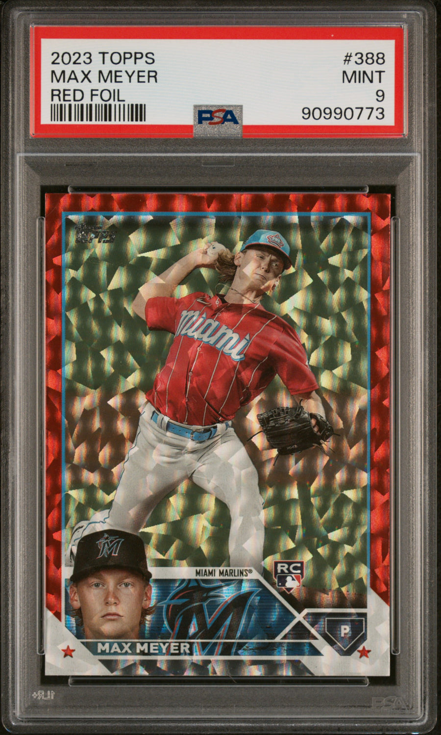 2023 Topps #388 Max Meyer 125/199 RC Red Foil PSA 9 — Front