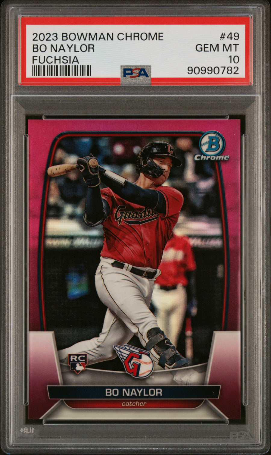 2023 Bowman Chrome #49 Bo Naylor 044/299 RC Fuchsia Refractor PSA 10 — Front