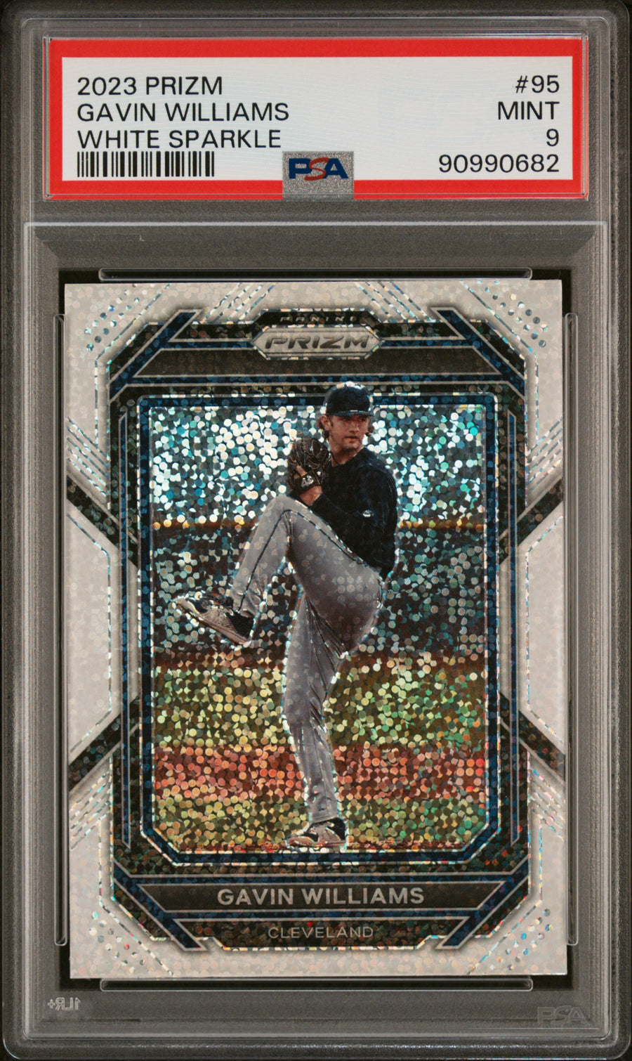 2023 Panini Prizm #95 Gavin Williams White Sparkle PSA 9 — Front