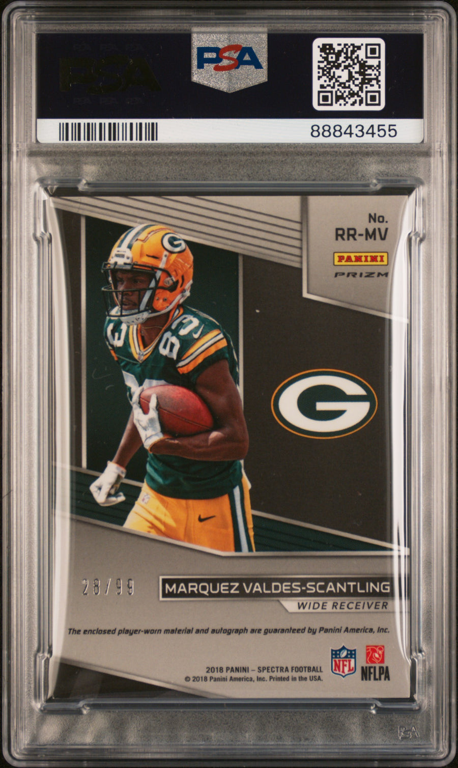 2018 Panini Spectra Signatures #RRMV M.Valdes-Scantling 28/99 Radiant RP PSA 8 — Back