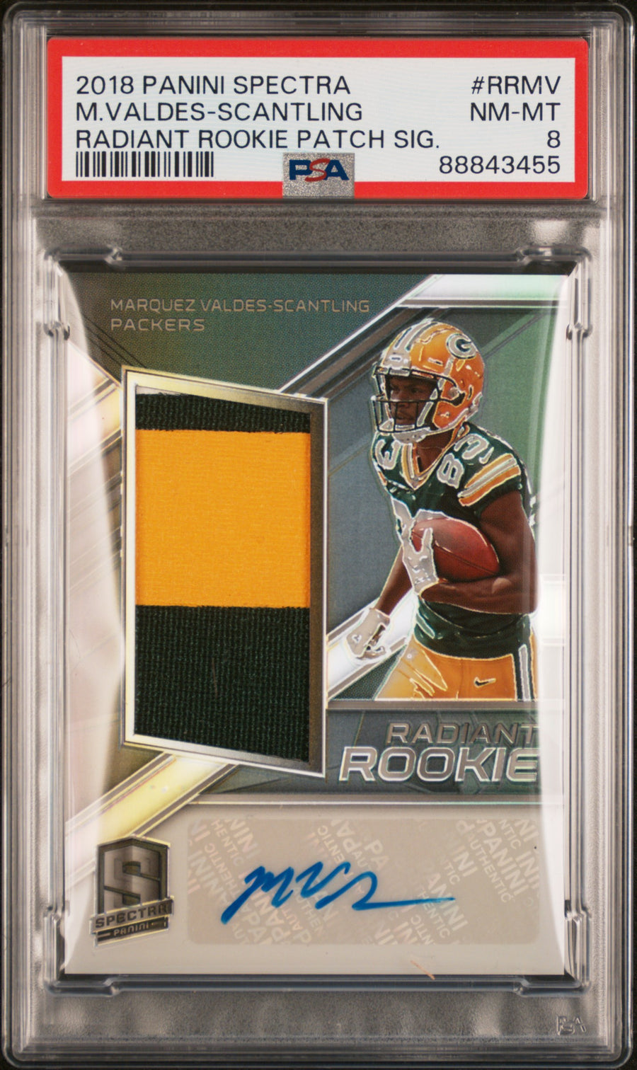 2018 Panini Spectra Signatures #RRMV M.Valdes-Scantling 28/99 Radiant RP PSA 8 — Front