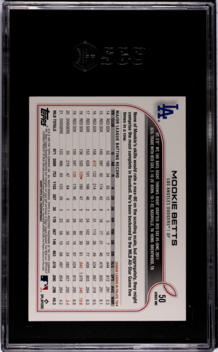 2022 Topps #50 Mookie Betts SGC 6 — Back