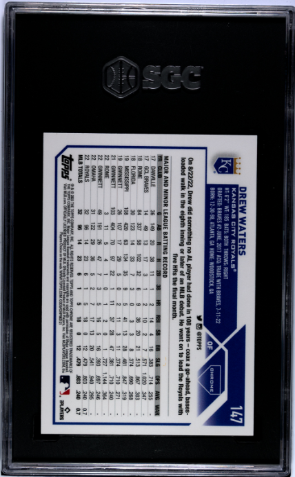 2023 Topps Chrome #147 Drew Waters 02/25 RC Orange Wave Refractor SGC 9.5 — Back