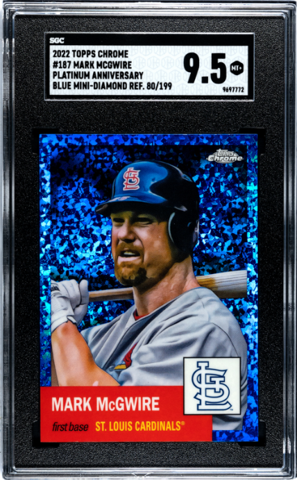 2022 Topps Chrome Platinum Anniversary #187 Mark Mcgwire 080/199 Blue Mini-Diamond Refractor SGC 9.5 — Front