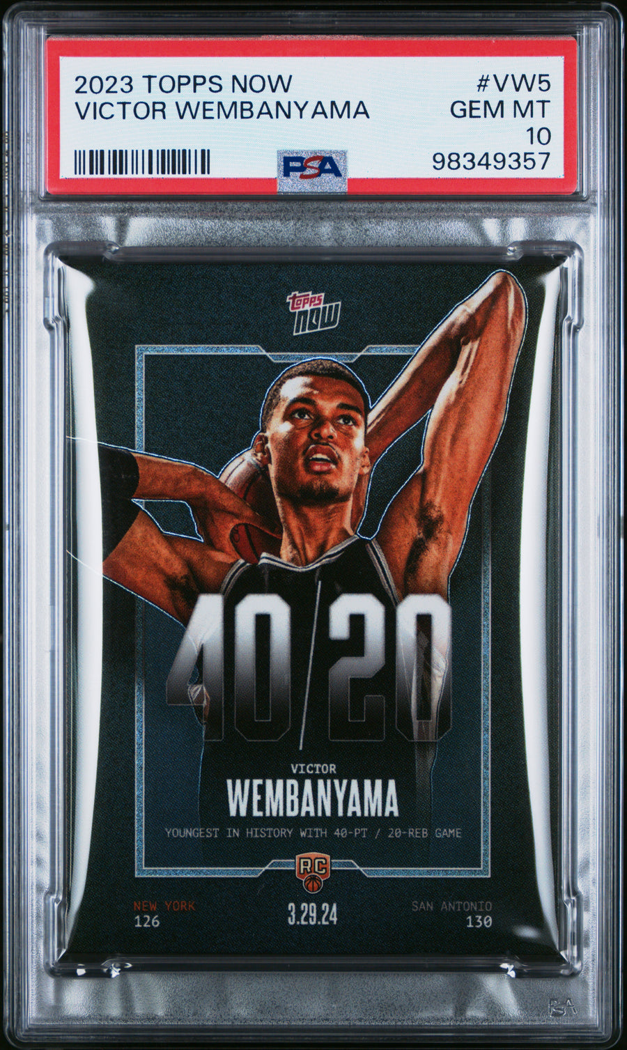 (1)2023 Topps Now #VW5 Victor Wembanyama PSA 10 — Front