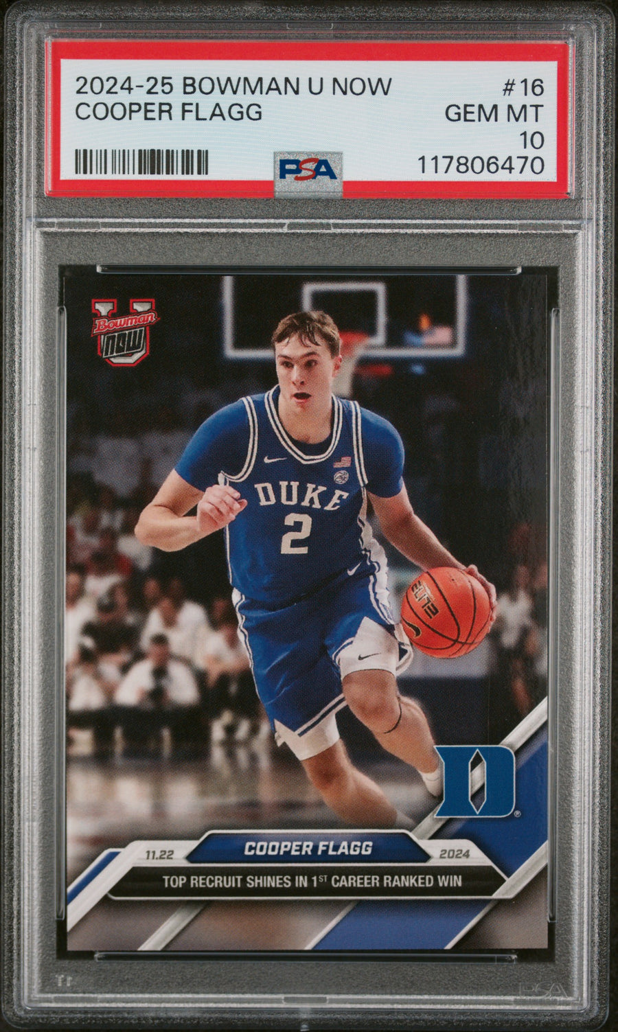 2024-25 Bowman U Now #16 Cooper Flagg PSA 10 — Front