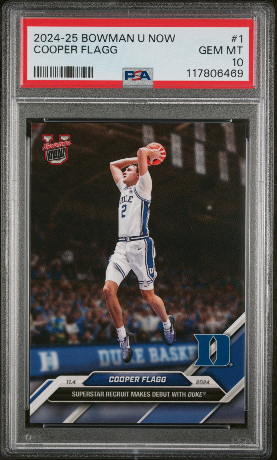 2024-25 Bowman U Now #1 Cooper Flagg PSA 10 — Front