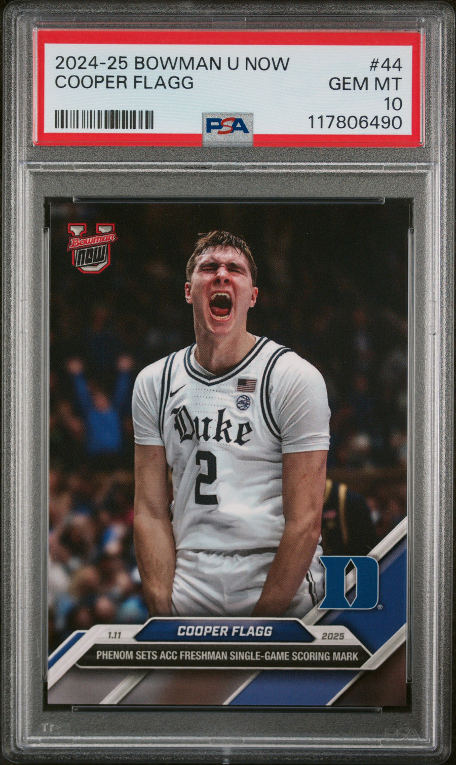 (1)2024-25 Bowman U Now #44 Cooper Flagg PSA 10 — Front