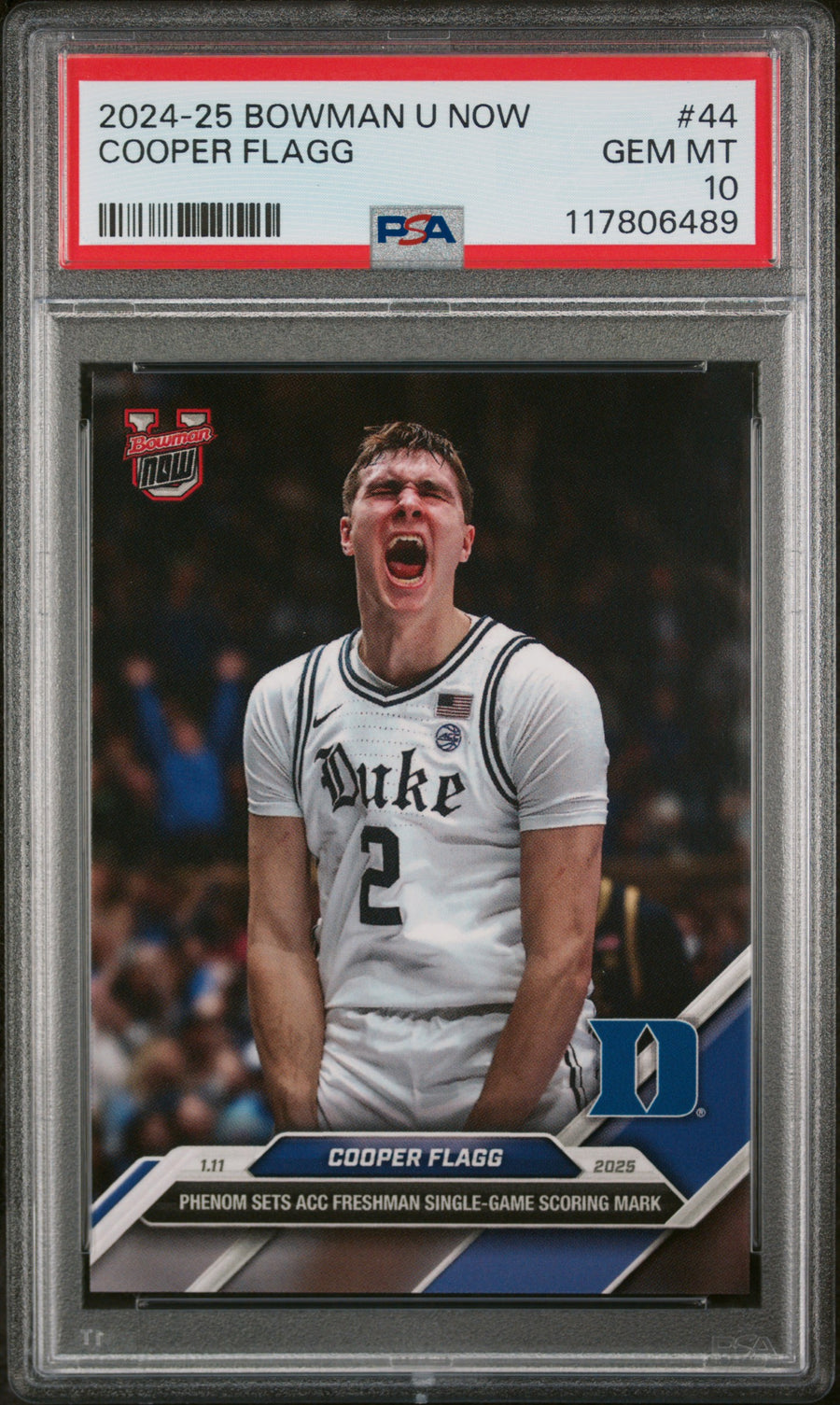 (2)2024-25 Bowman U Now #44 Cooper Flagg PSA 10 — Front