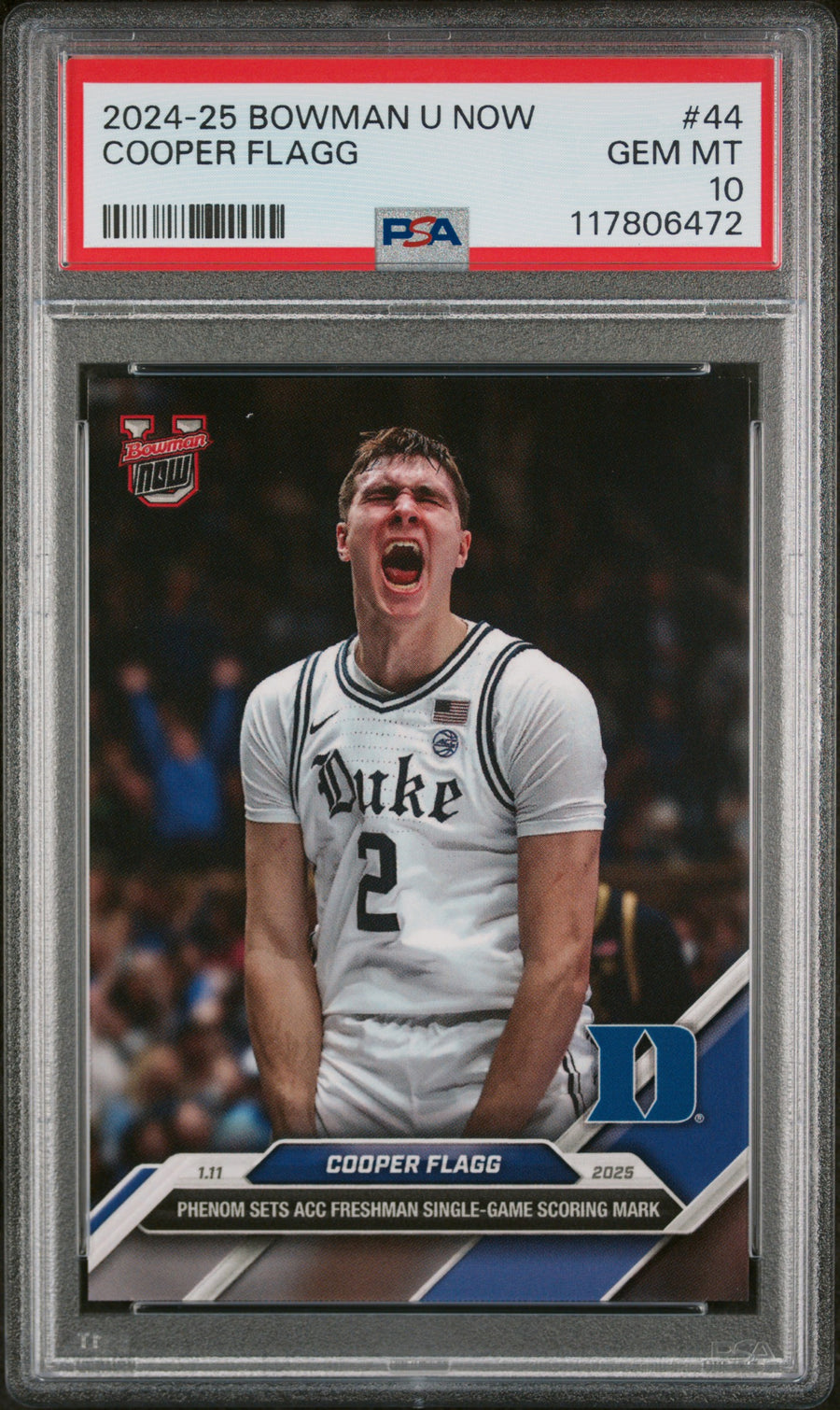 (5)2024-25 Bowman U Now #44 Cooper Flagg PSA 10 — Front