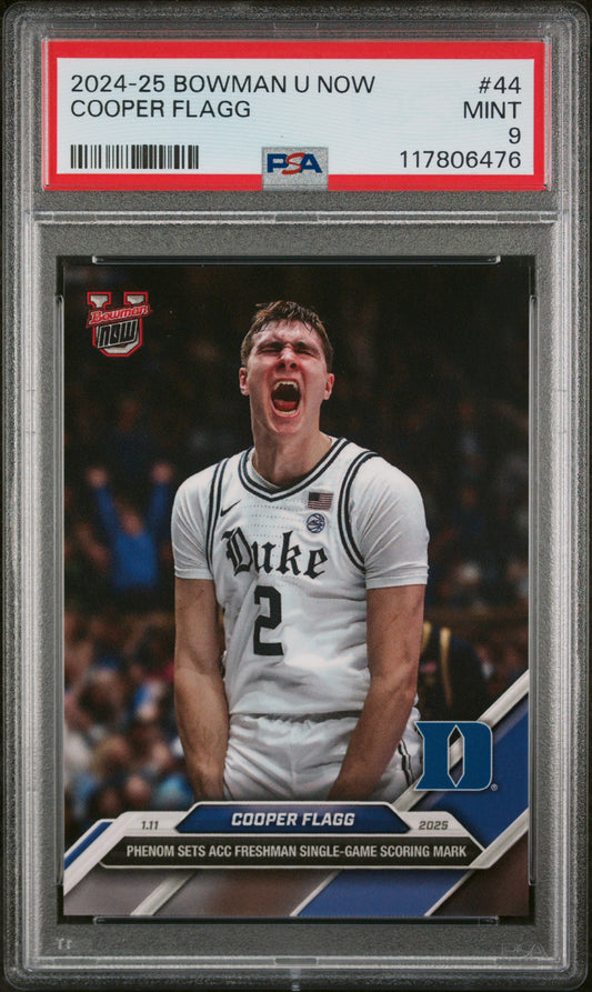 (1)2024-25 Bowman U Now #44 Cooper Flagg PSA 9