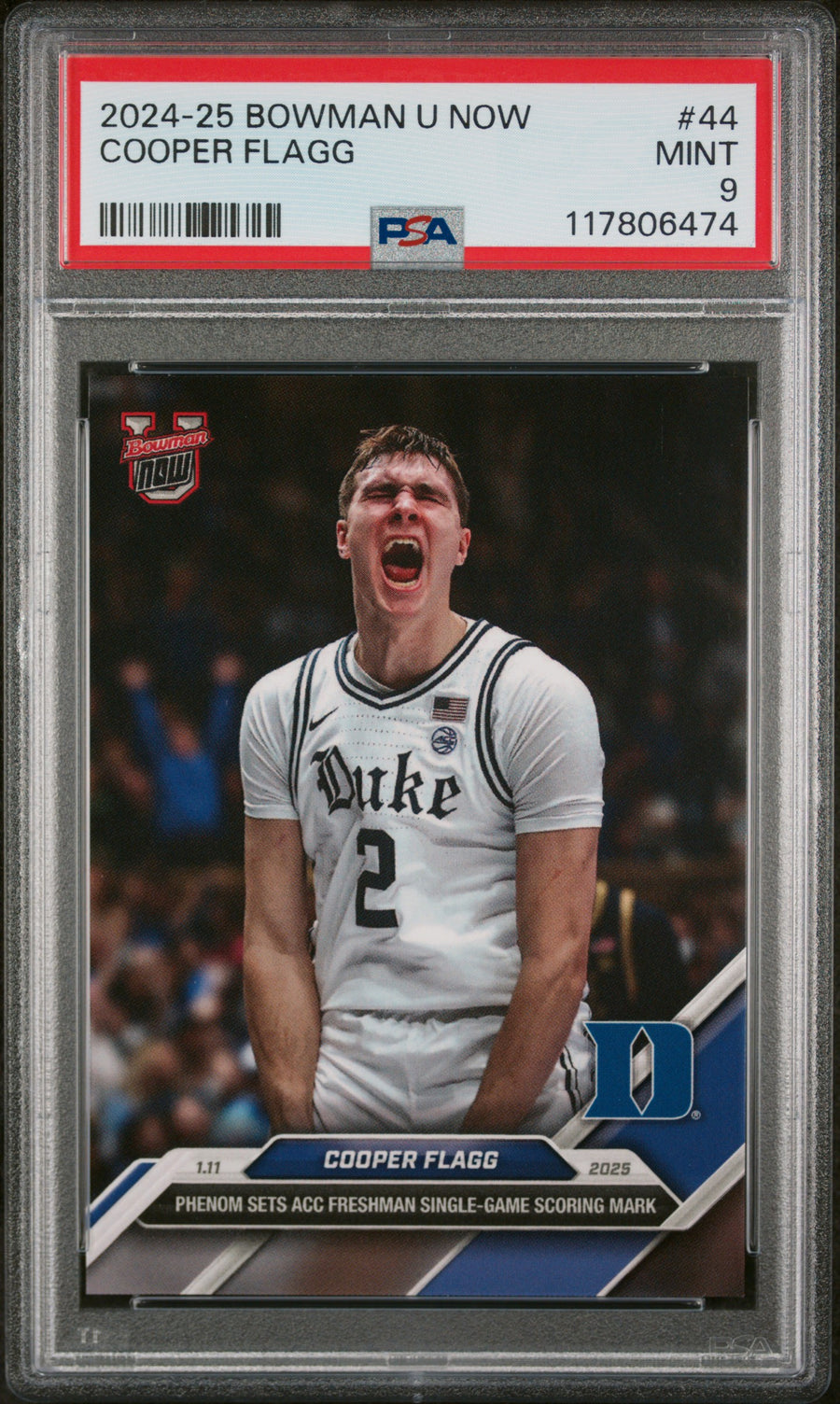(2)2024-25 Bowman U Now #44 Cooper Flagg PSA 9 — Front