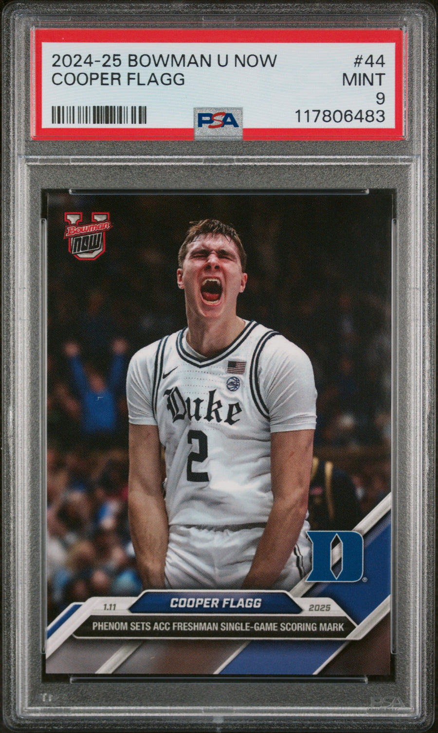 (3)2024-25 Bowman U Now #44 Cooper Flagg PSA 9 — Front