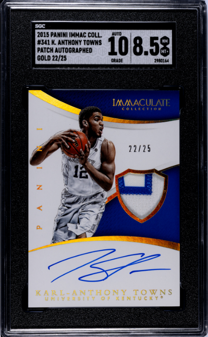 2015 Panini Immaculate Collection Collegiate #341 Karl-Anthony Towns 22/25 RPA Gold SGC 8.5-10 — Front