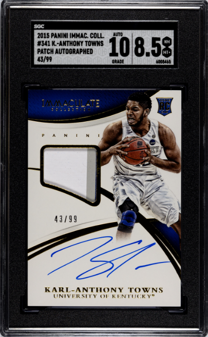 2015 Panini Immaculate Collection Collegiate #341 Karl-Anthony Towns 43/99 RPA SGC 8.5-10 — Front