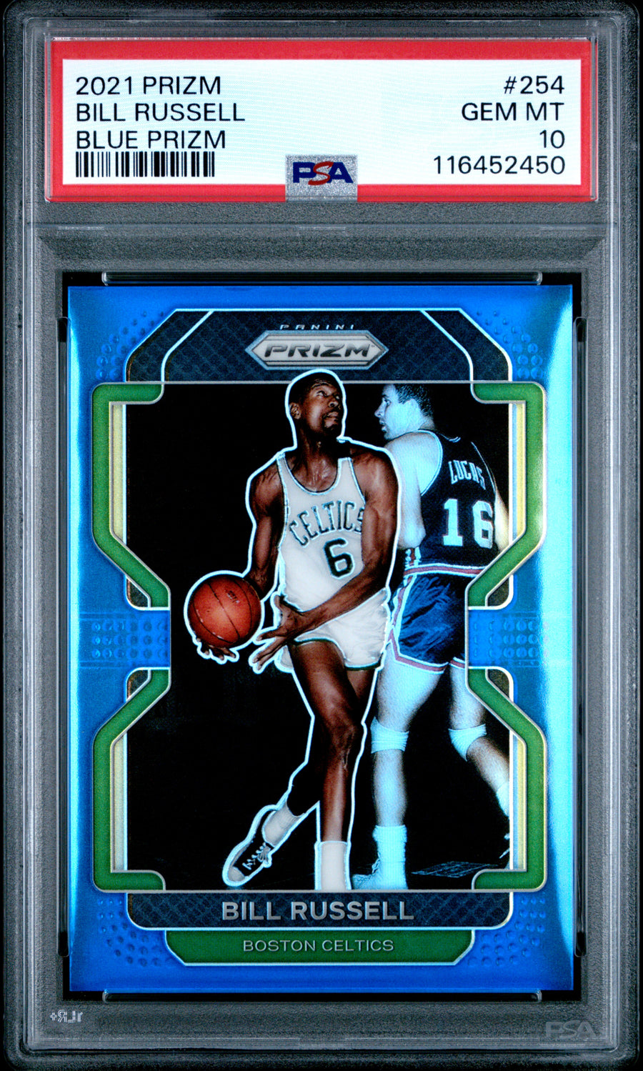 2021 Panini Prizm #254 Bill Russell 117/199 Blue Prizm PSA 10 — Front