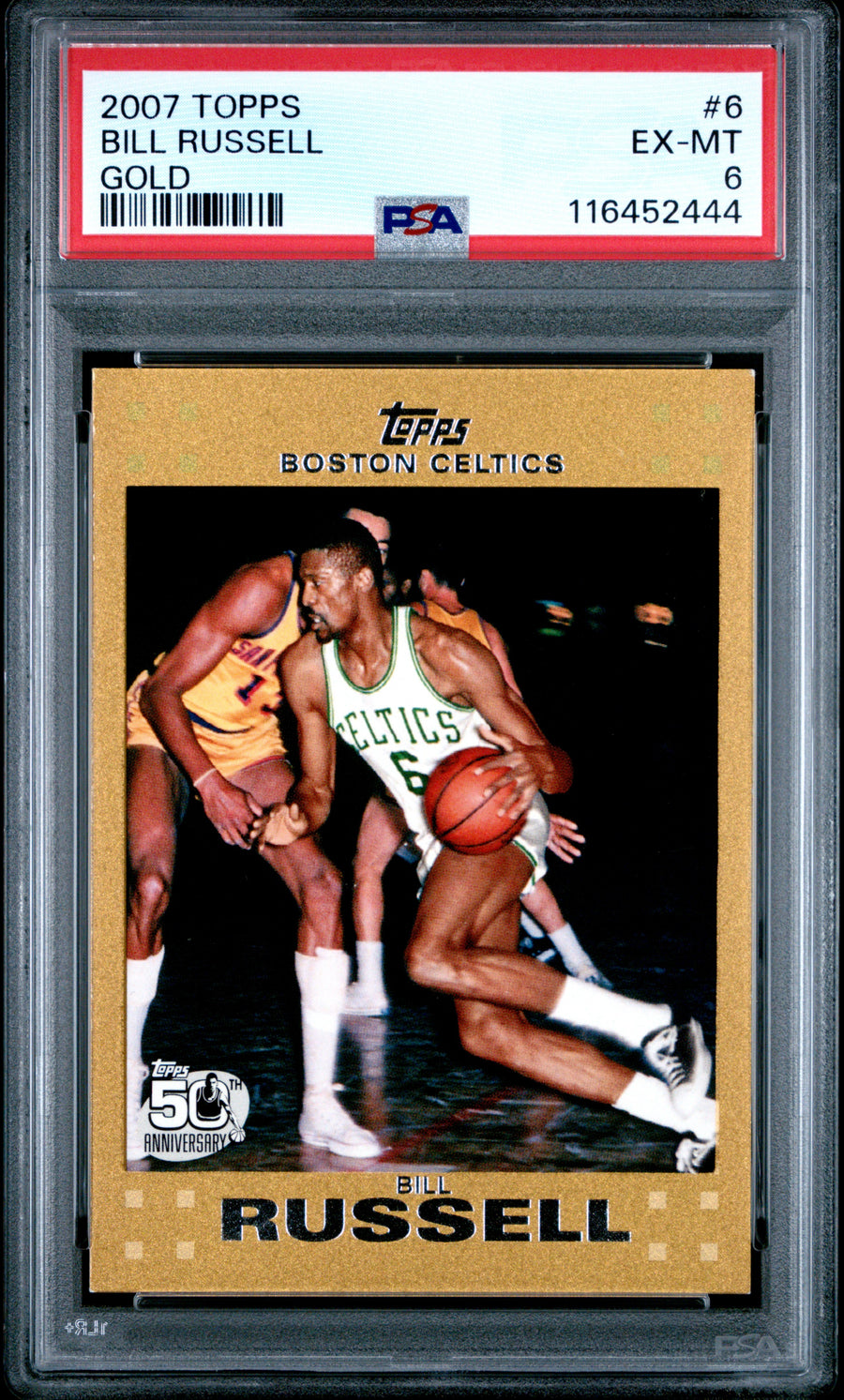 2007 Topps #6 Bill Russell 0890/2007 Gold PSA 6 — Front